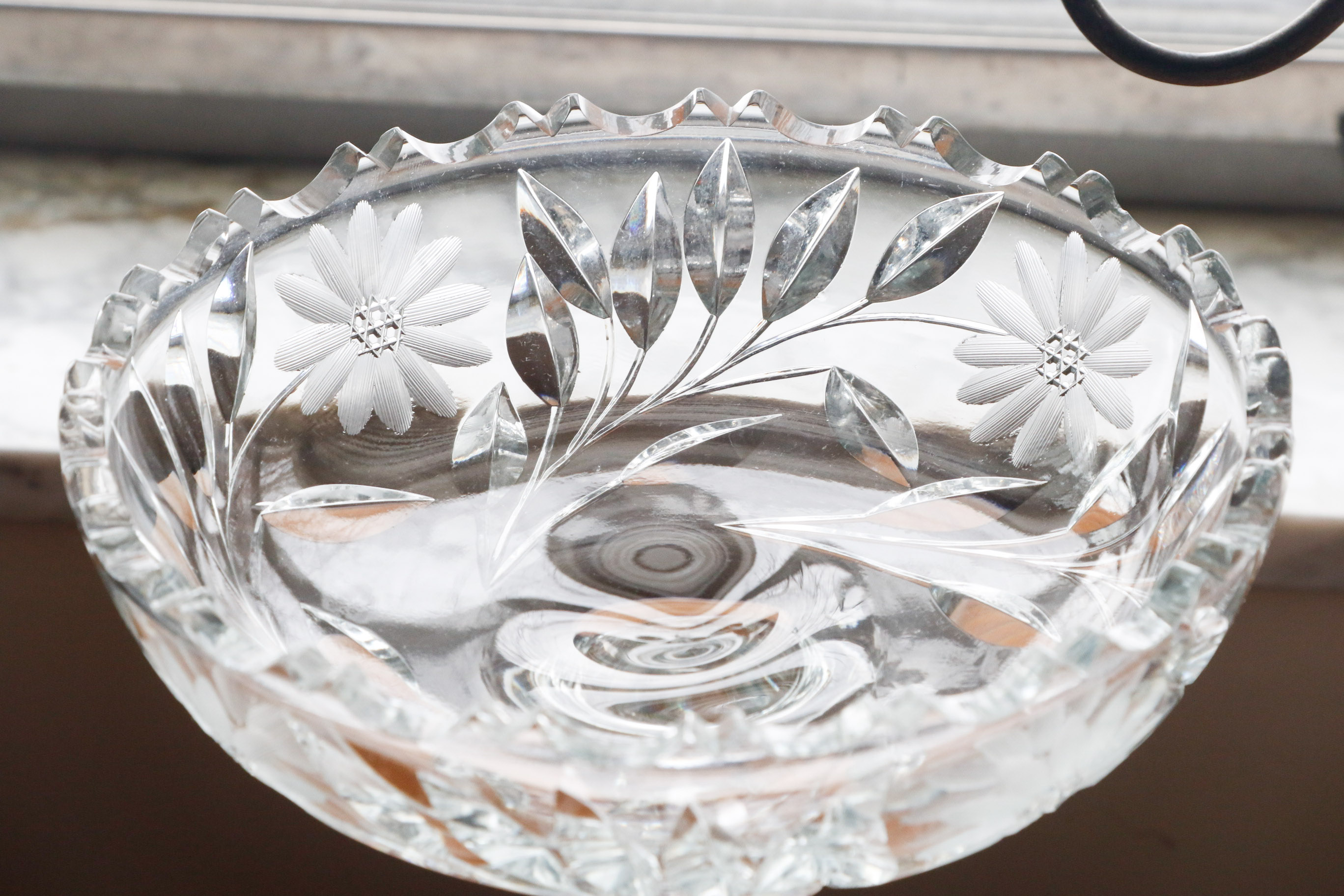 Floral Etched Cut Crystal Tableware