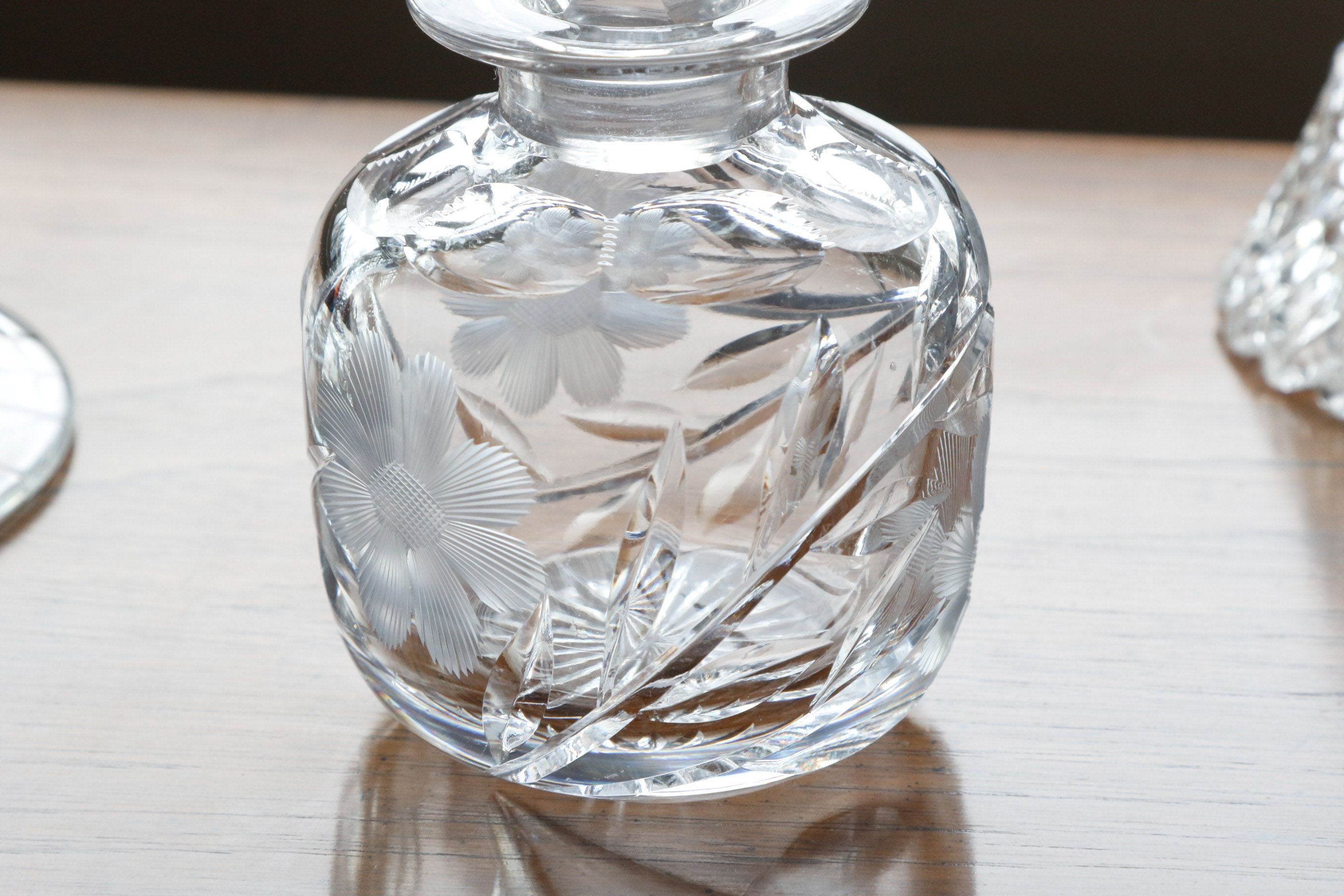 Floral Etched Cut Crystal Tableware