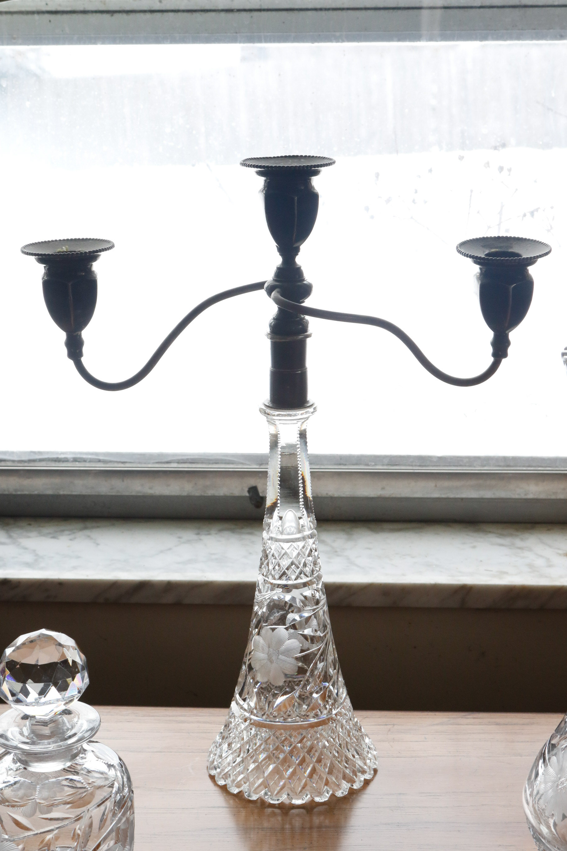 Floral Etched Cut Crystal Tableware