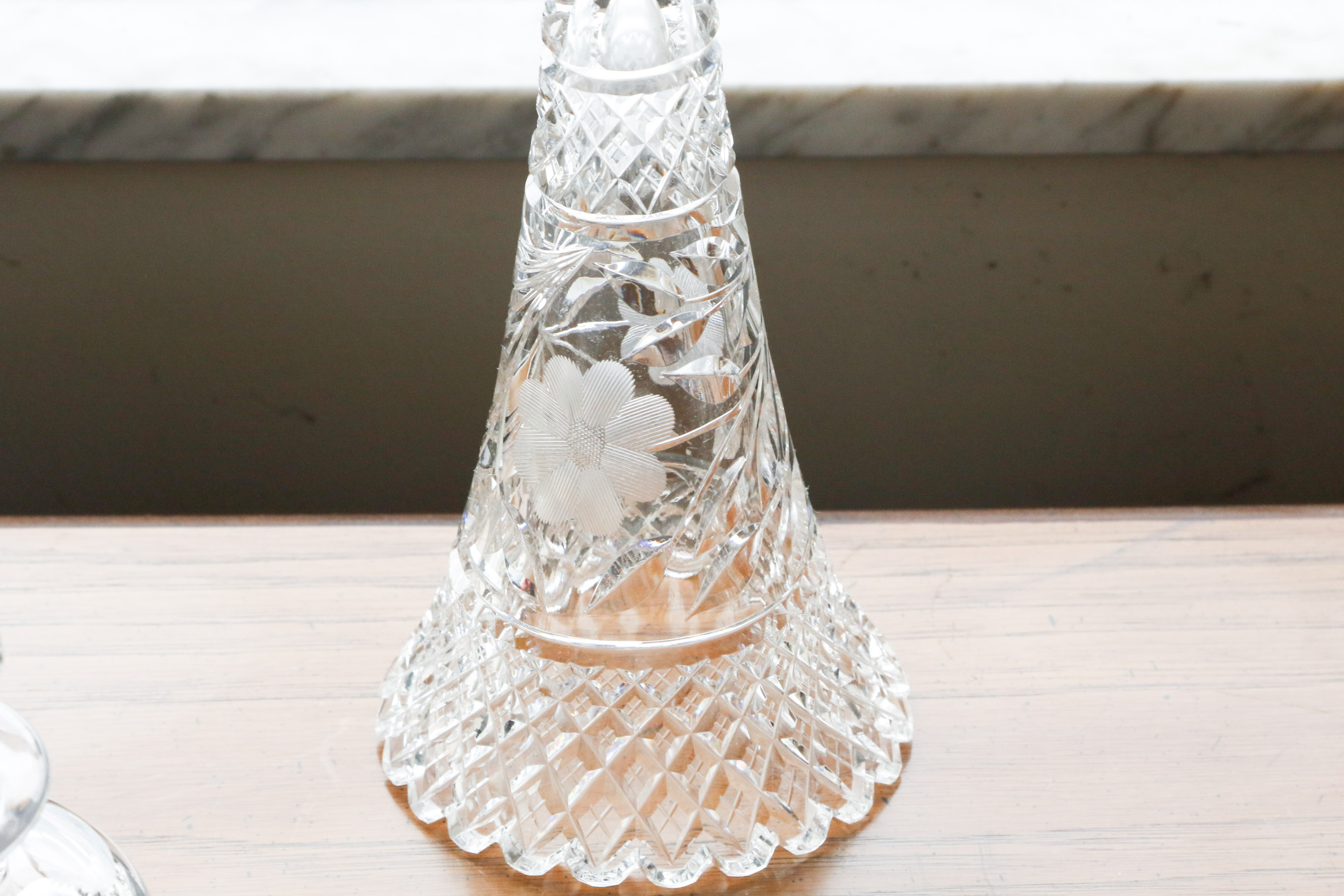 Floral Etched Cut Crystal Tableware