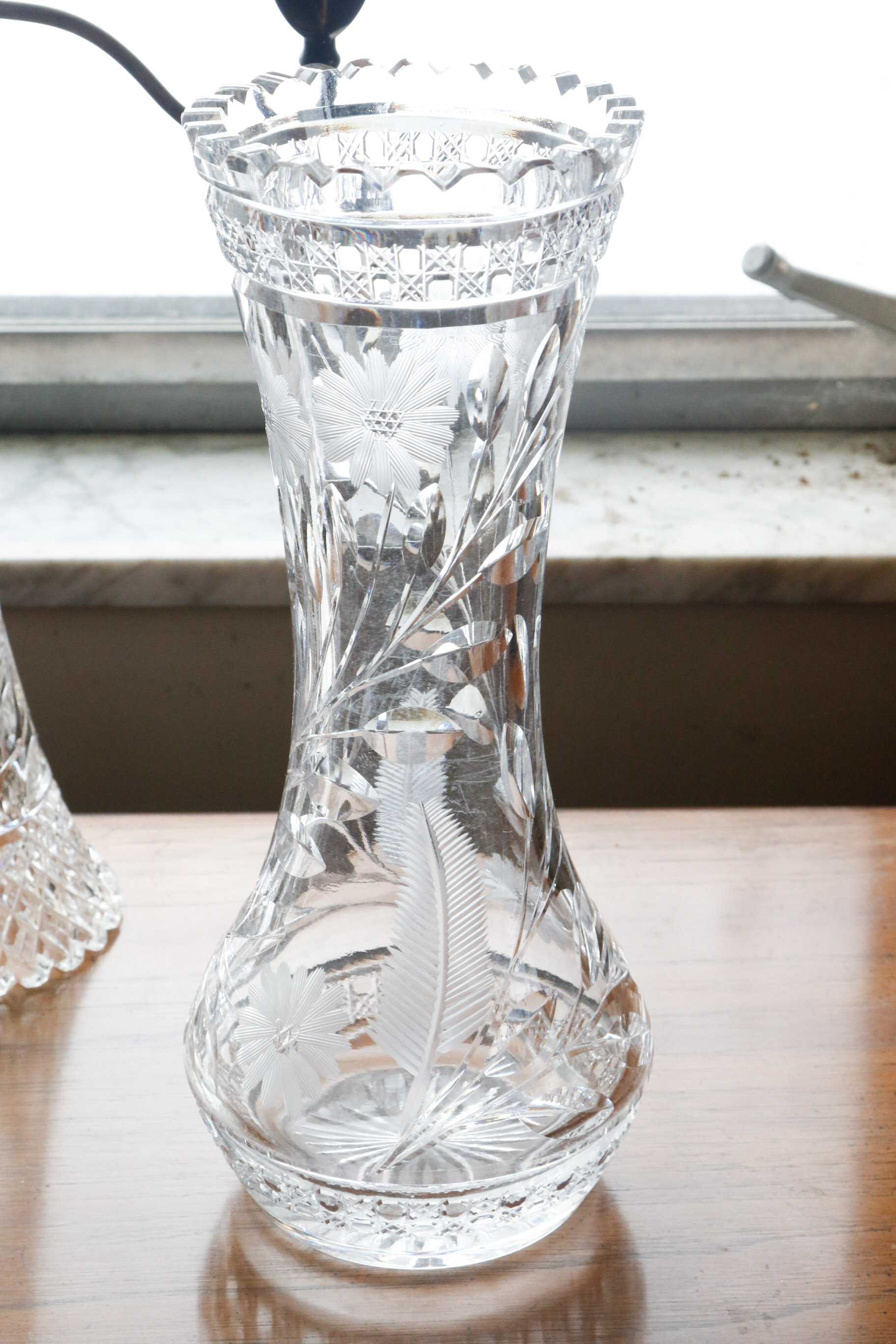 Floral Etched Cut Crystal Tableware
