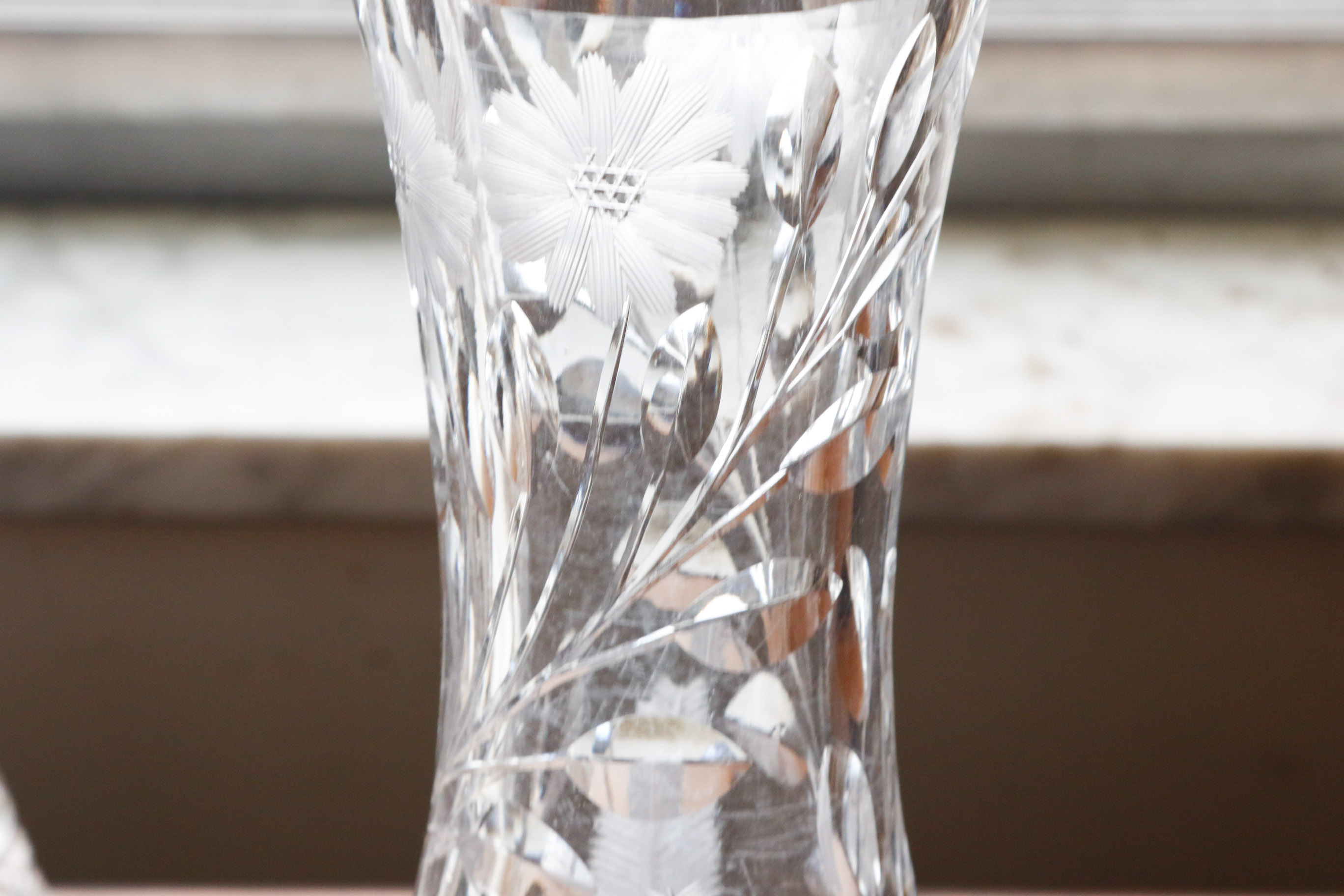 Floral Etched Cut Crystal Tableware