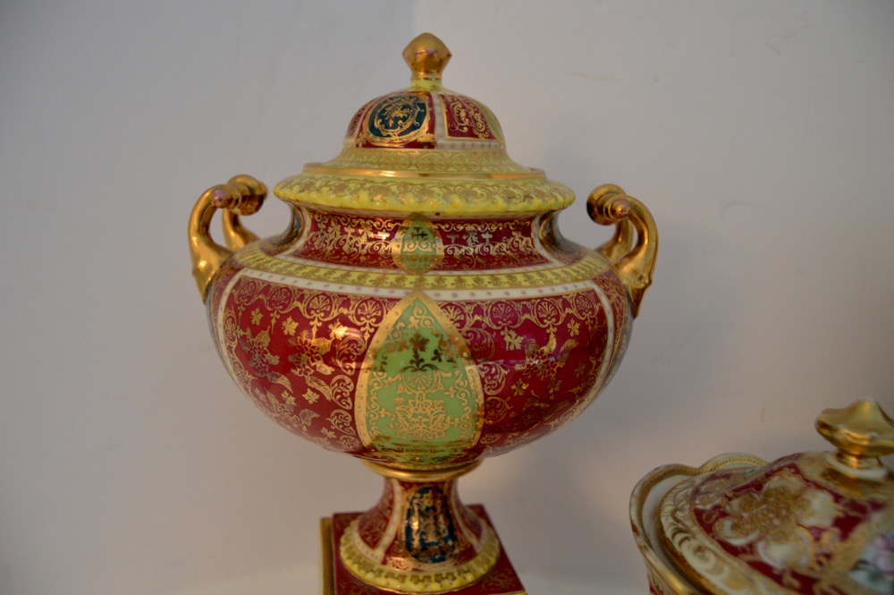 Three Decorative Ceramic Items With a Red Theme