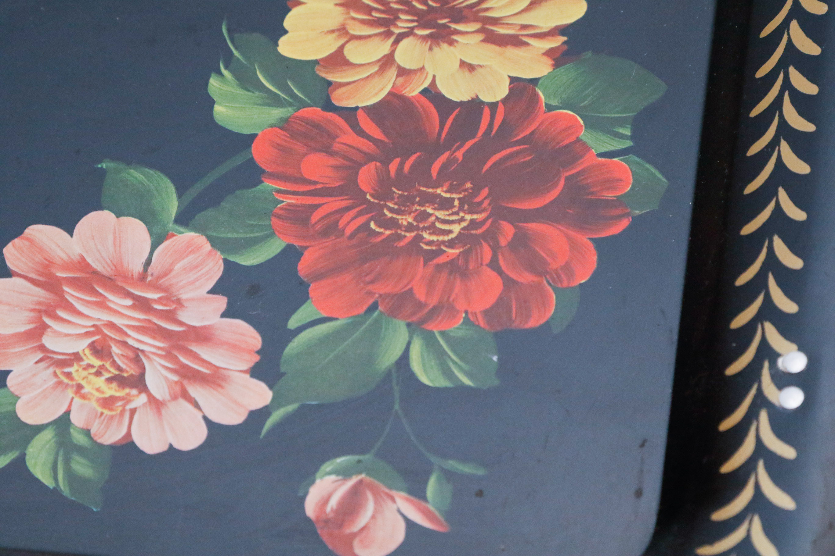 Set of Vintage Tole Painted Folding Trays