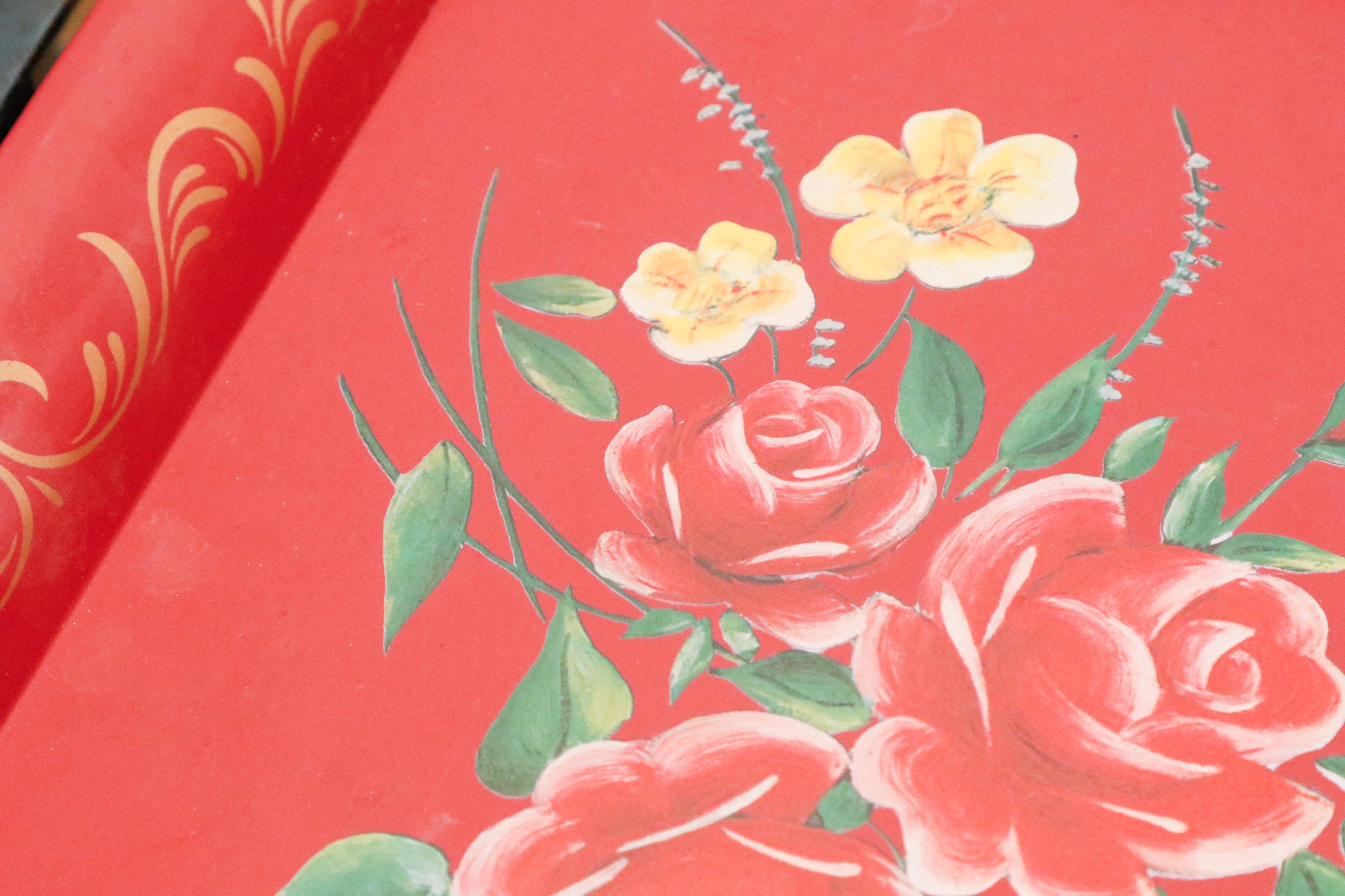 Set of Vintage Tole Painted Folding Trays