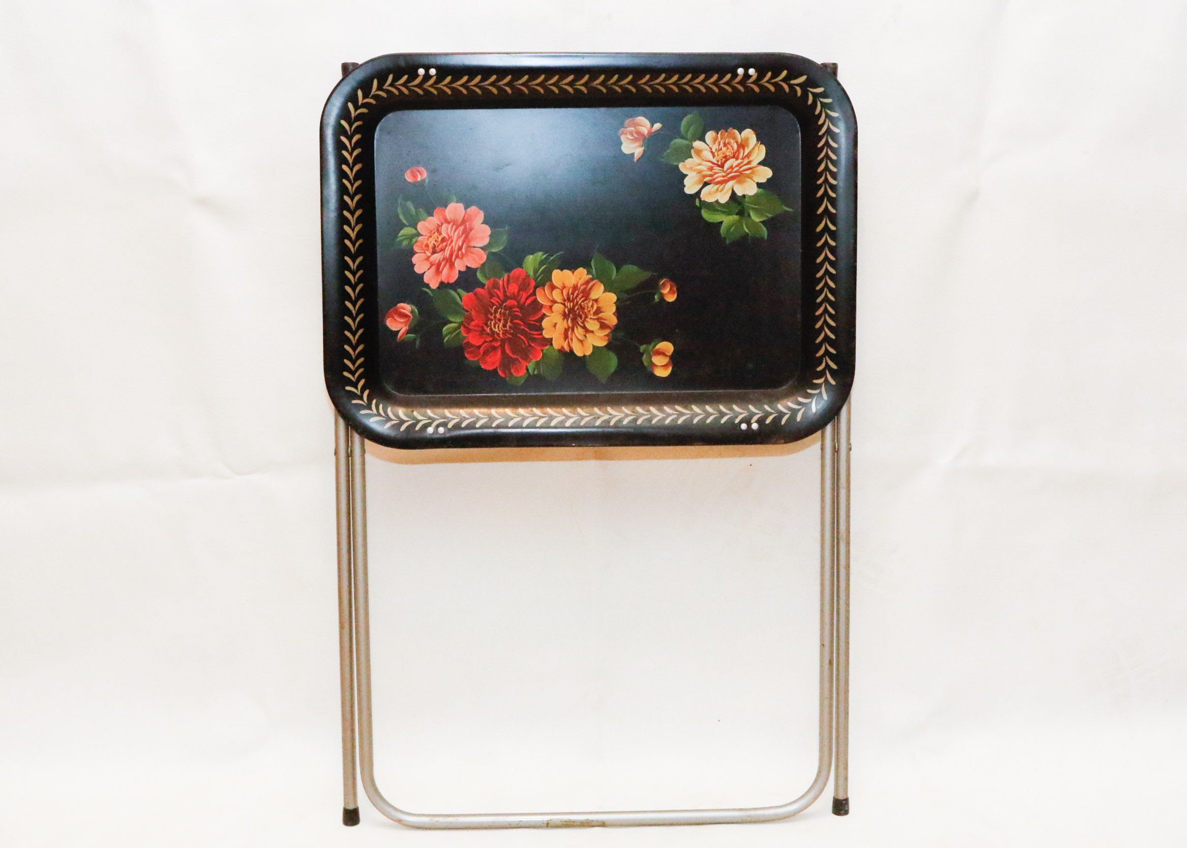 Set of Vintage Tole Painted Folding Trays