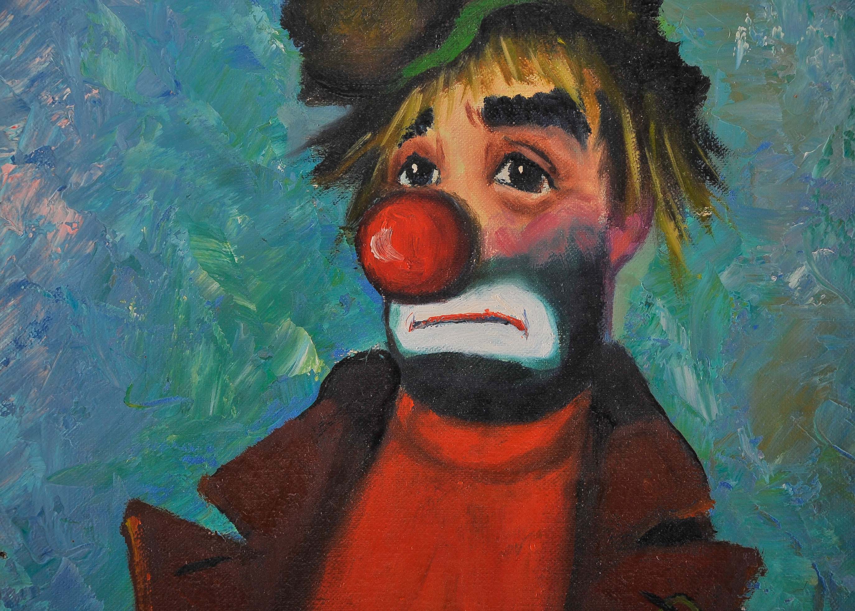 Sad Clown Oil on Canvas Painting