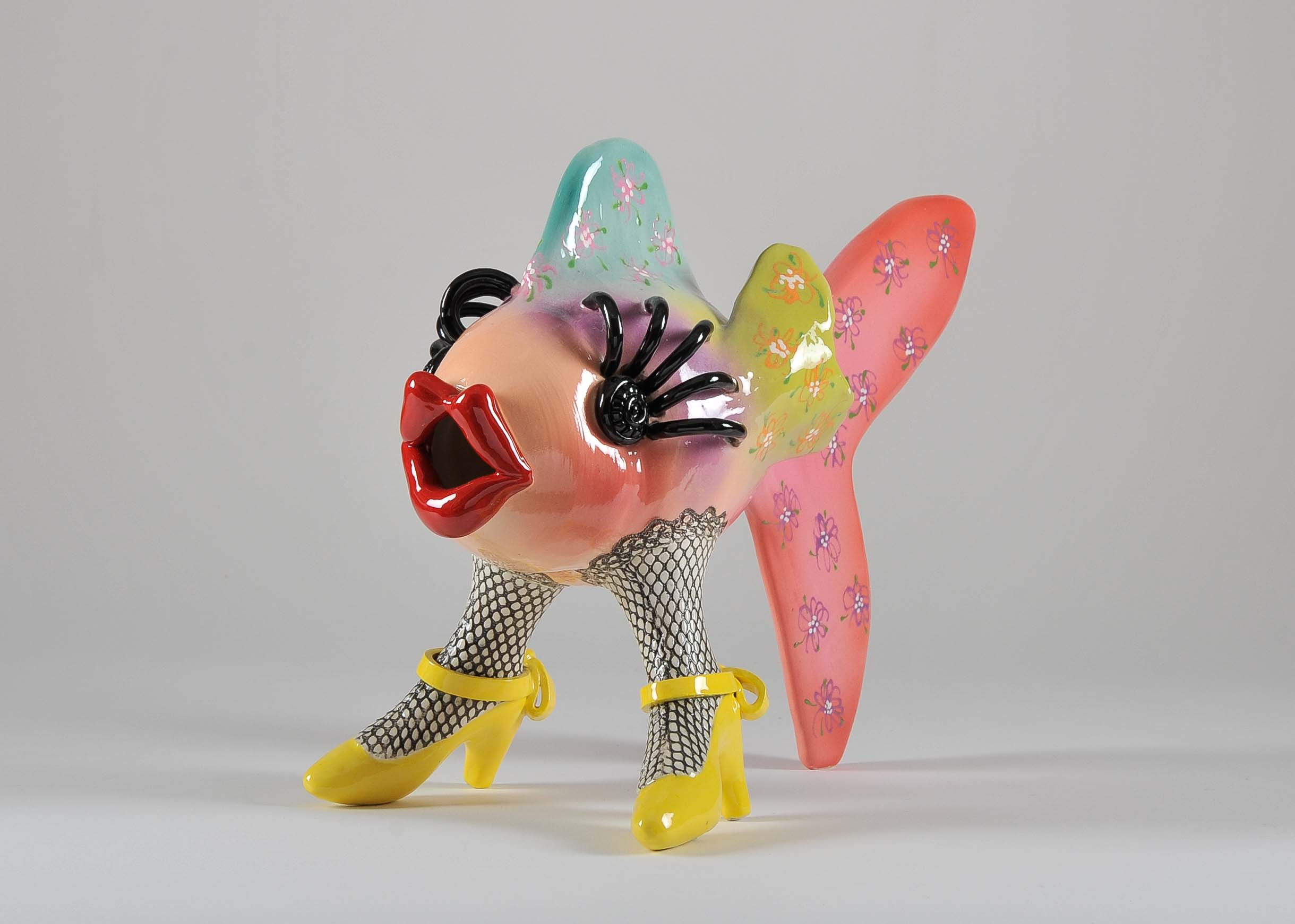Surreal Ceramic Sculpture of Fish