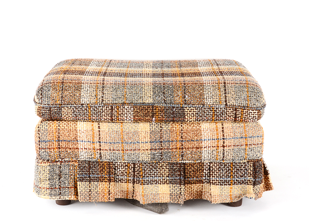 Vintage Plaid Ottoman
