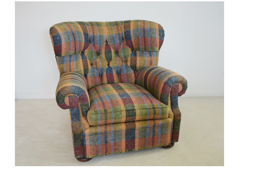 Ralph Lauren Plaid Upholstered Lounge Chair