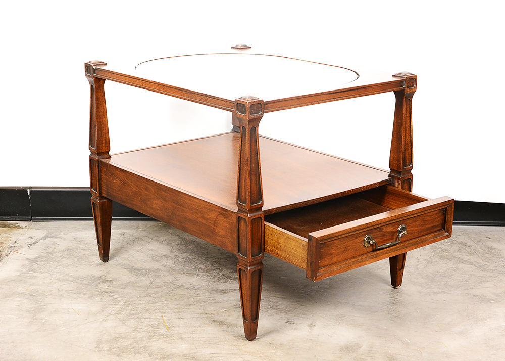 Glass Top Walnut End Table