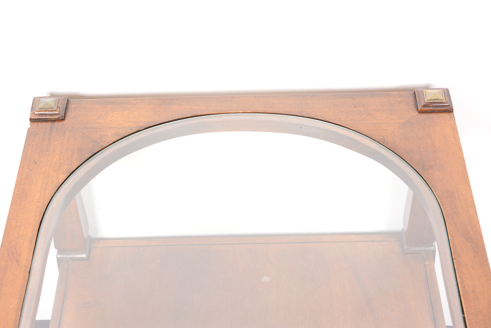 Glass Top Walnut End Table