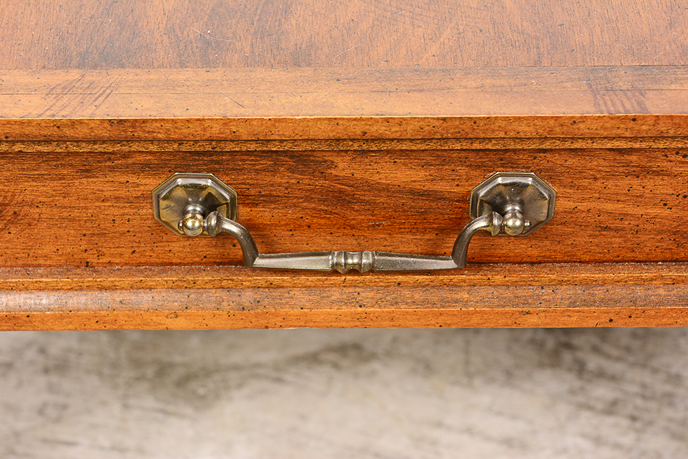 Glass Top Walnut End Table