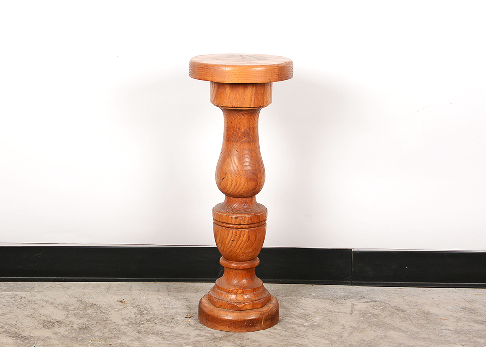 Oak Turned Pedestal Plant Stand
