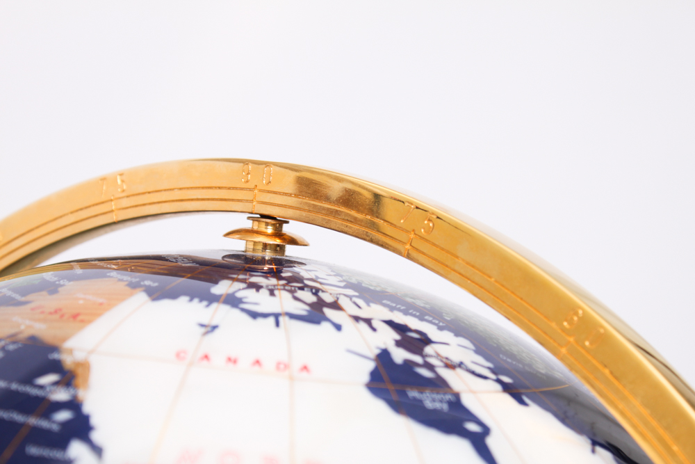 Semi-Precious Stone Globe on Brass Stand