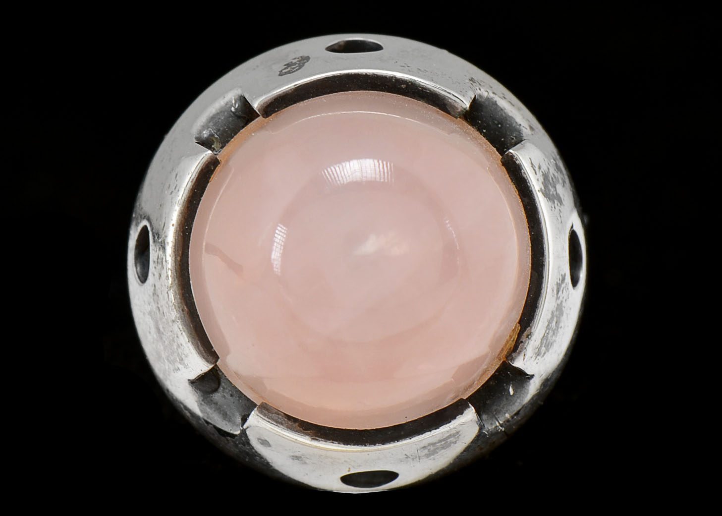 Finland Artisan Sterling High Cabochon Rose Quartz Ring