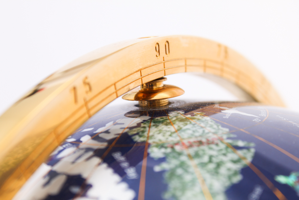 Semi-Precious Stone Globe on Brass Stand