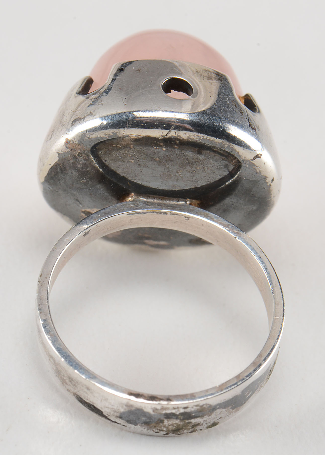 Finland Artisan Sterling High Cabochon Rose Quartz Ring