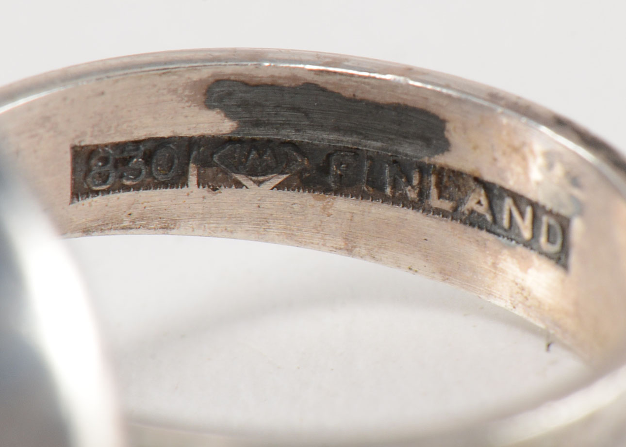 Finland Artisan Sterling High Cabochon Rose Quartz Ring