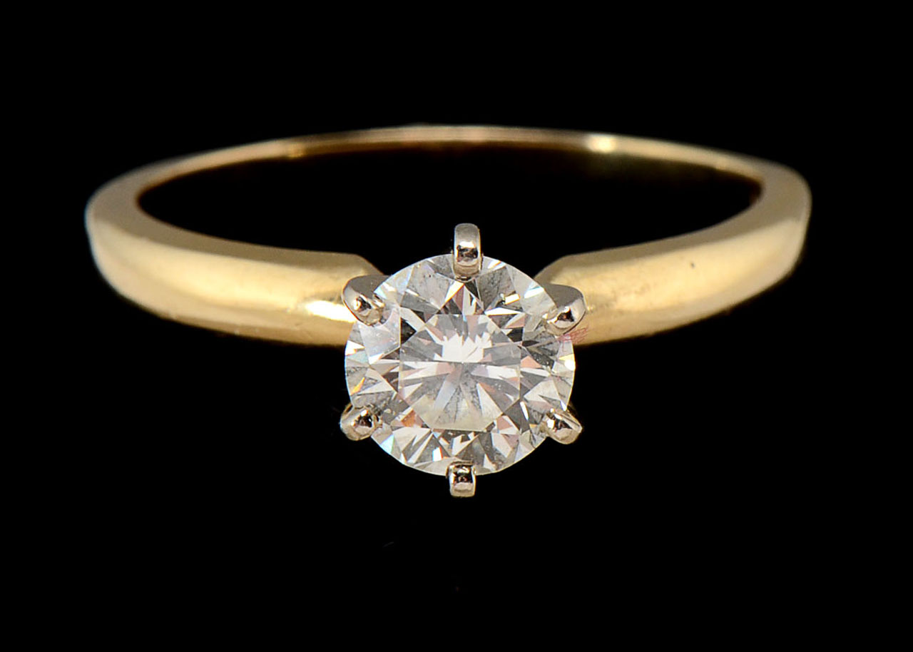 14K Gold Two-Tone Solitaire Diamond Ring