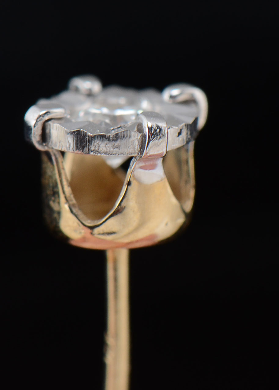 Pair of 14K Two-Tone Gold Diamond Post Back Earrings