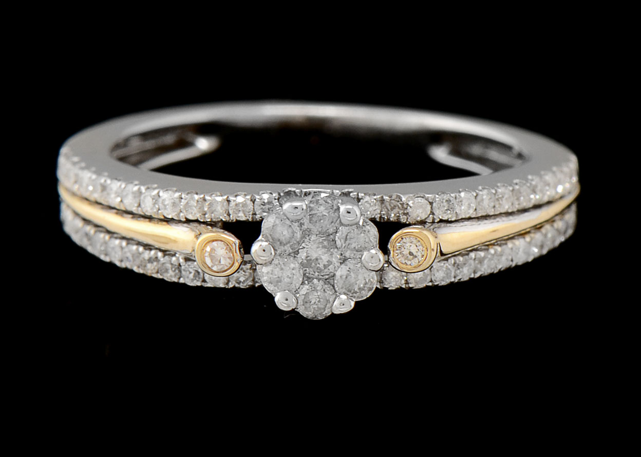 14K Gold Two-Tone Diamond Ring