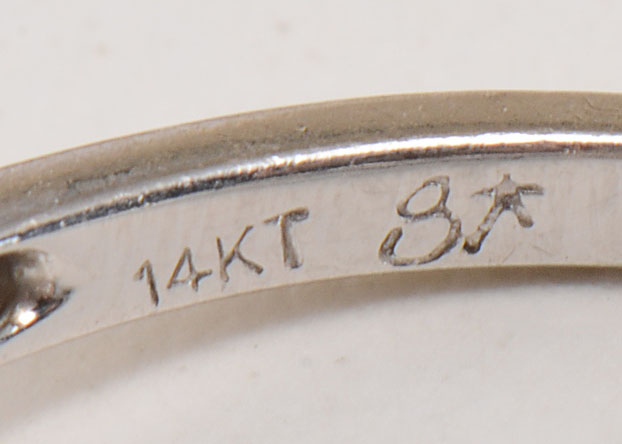 14K White Gold Square Cut Diamond Ring with Halo