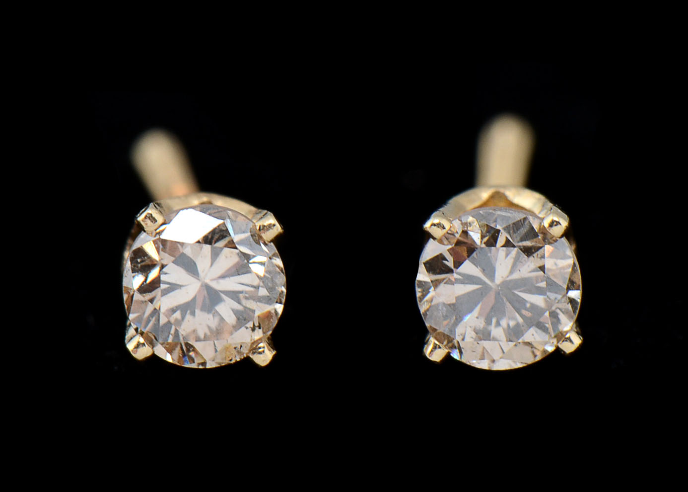 Pair of 14K Yellow Gold Threaded Post Earrings