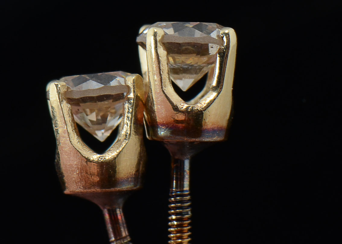 Pair of 14K Yellow Gold Threaded Post Earrings