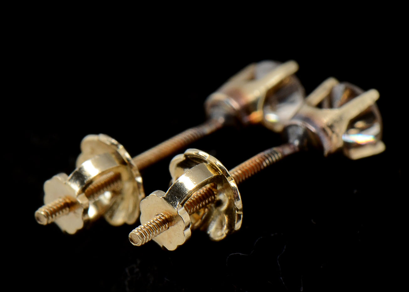 Pair of 14K Yellow Gold Threaded Post Earrings