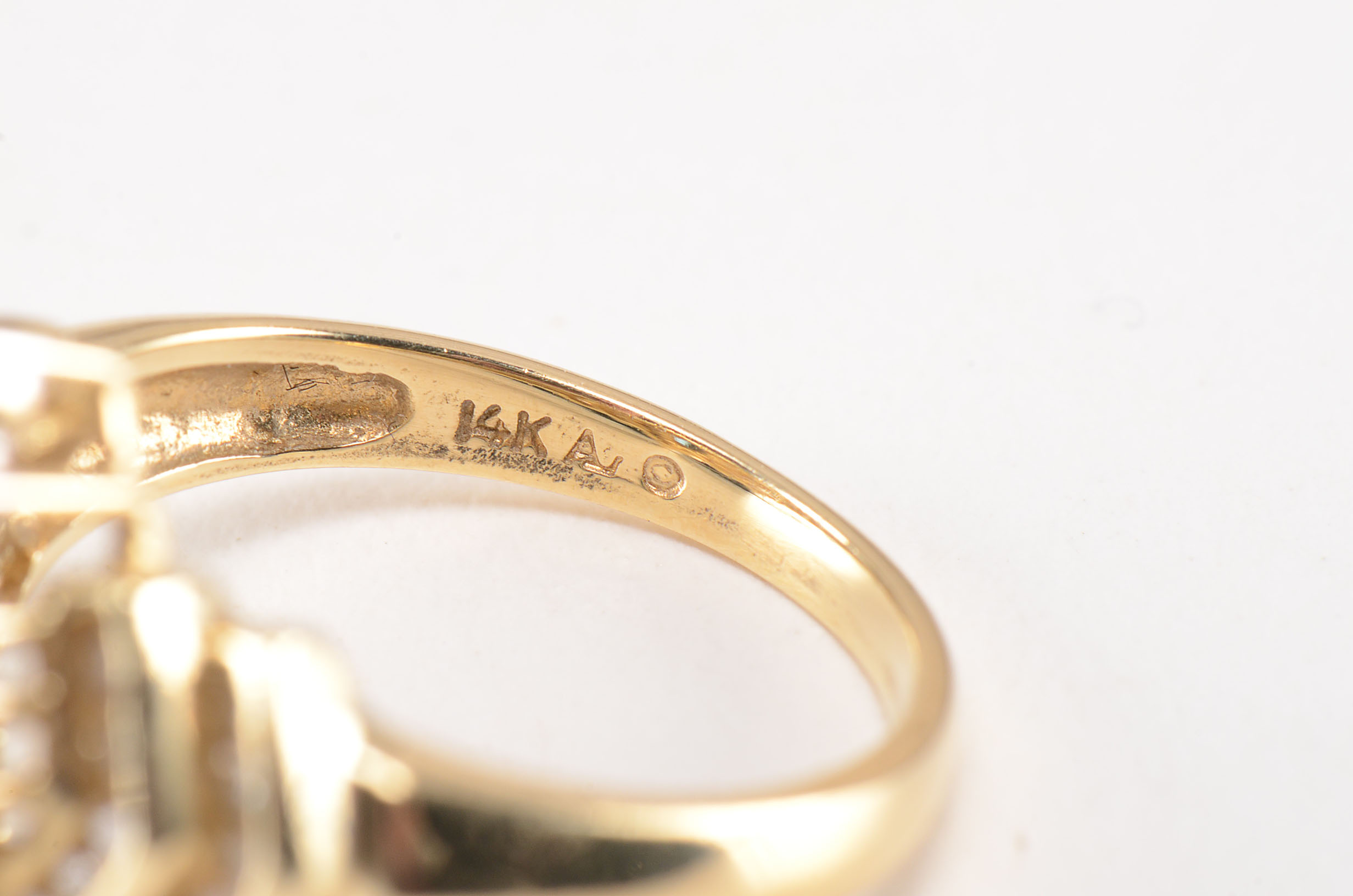 14K Yellow Gold Blue Sapphire and Diamond Cocktail Ring