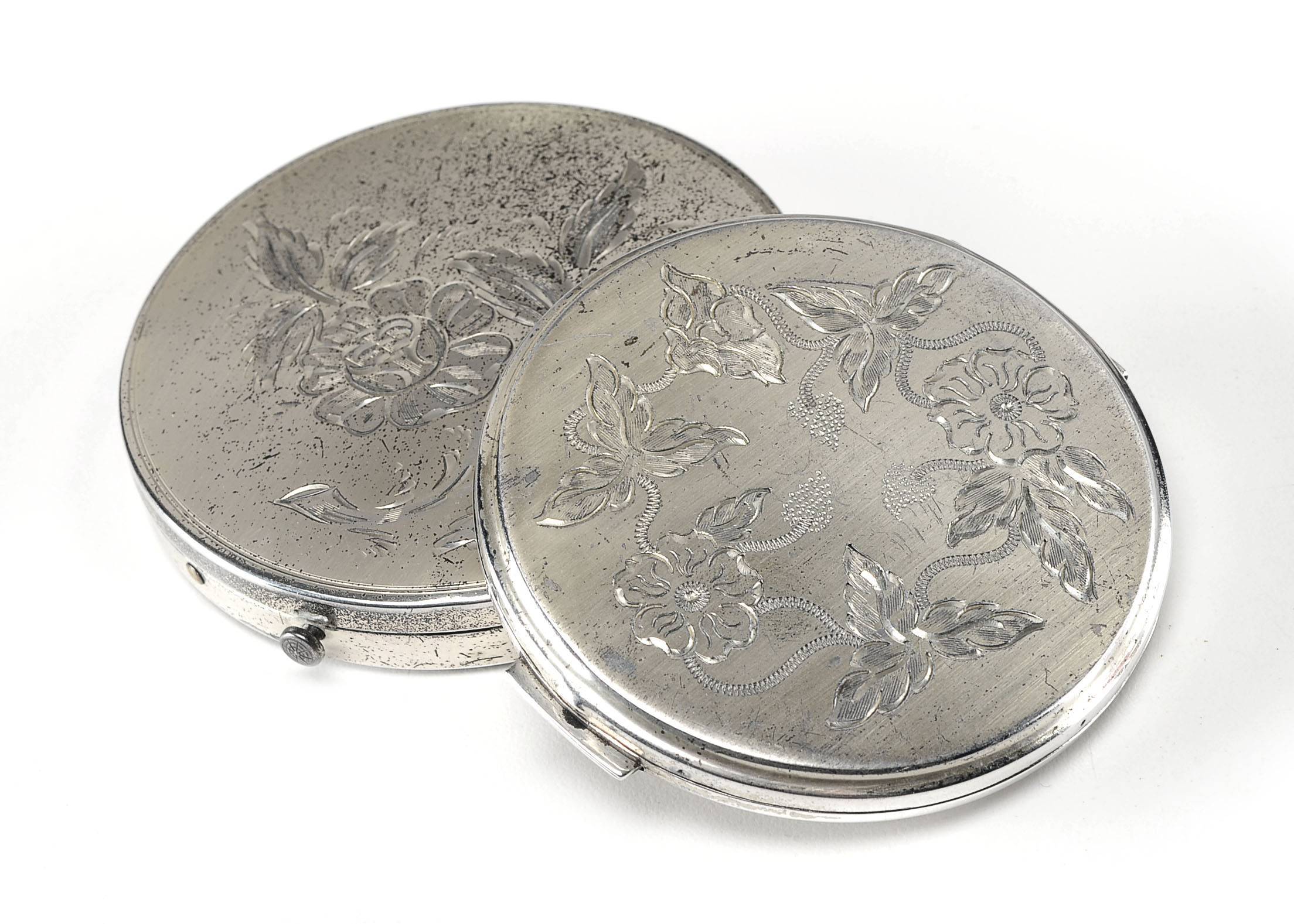 Two Sterling Silver Compact Mirrors