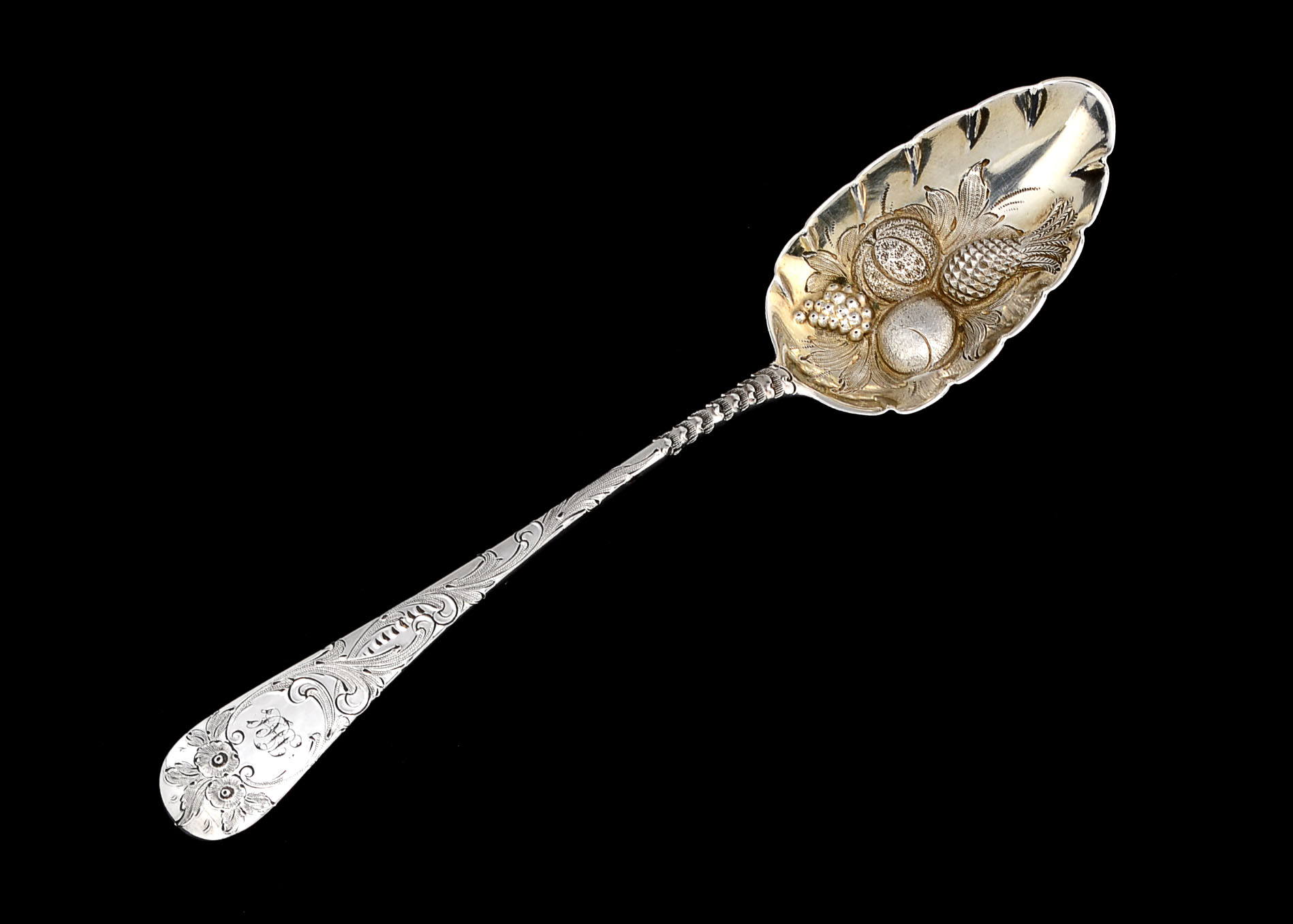King George III Sterling Repoussé Berry Spoon