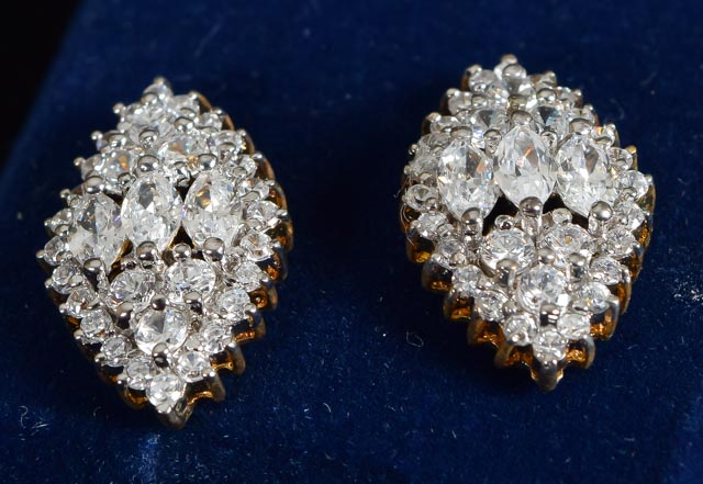 Gold-Toned and Glass Stone Earrings and Matching Necklace