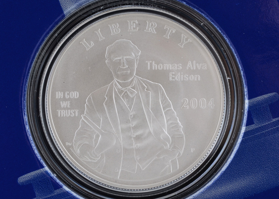 2004 P Edison Silver One Dollar Commemorative
