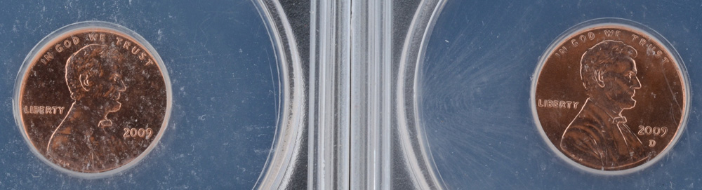 2009 D and 2009 P Professional Life Lincoln Cents ANACS MS67 RD