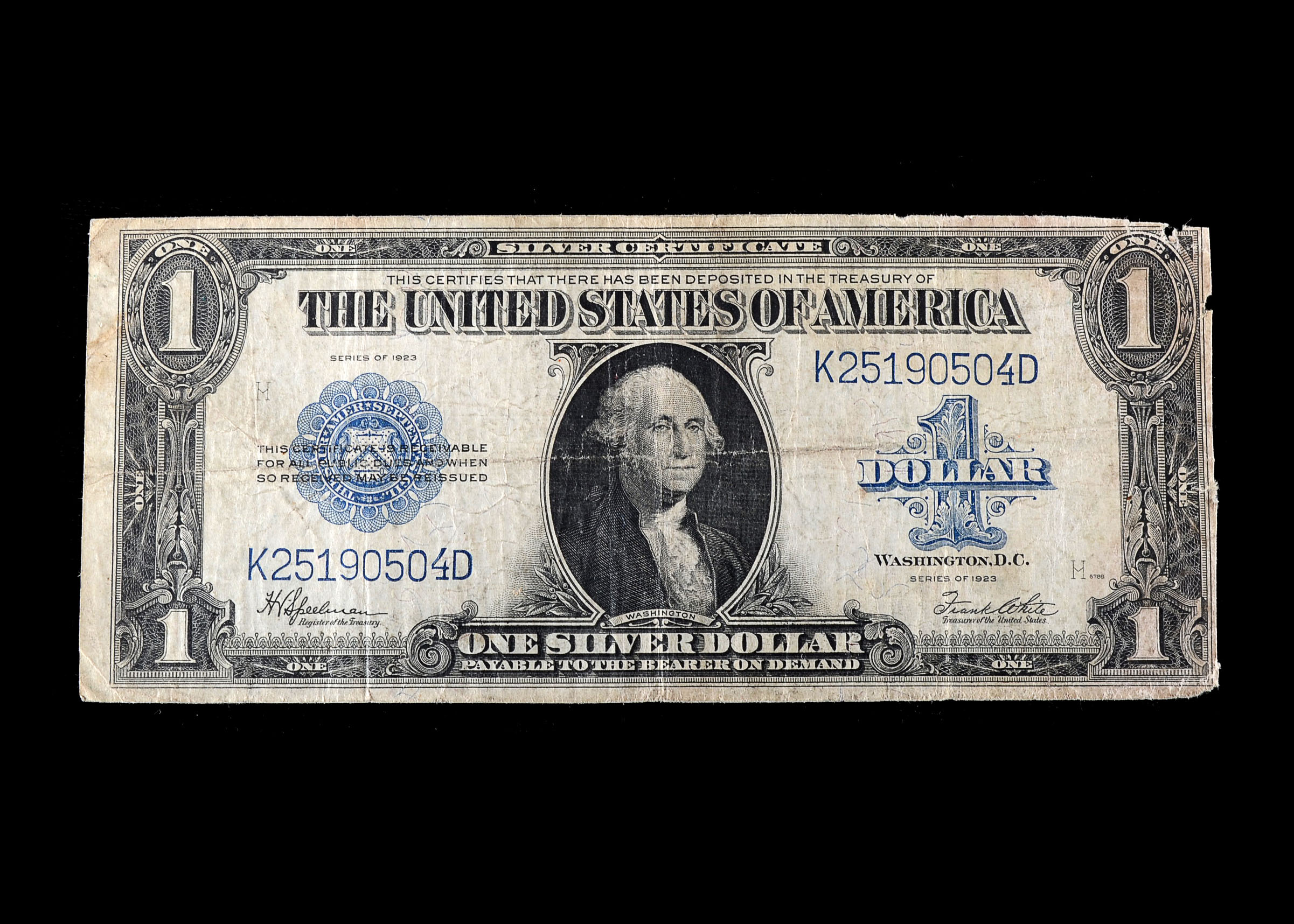 Series of 1923 Blue Seal One Dollar Silver Certificate