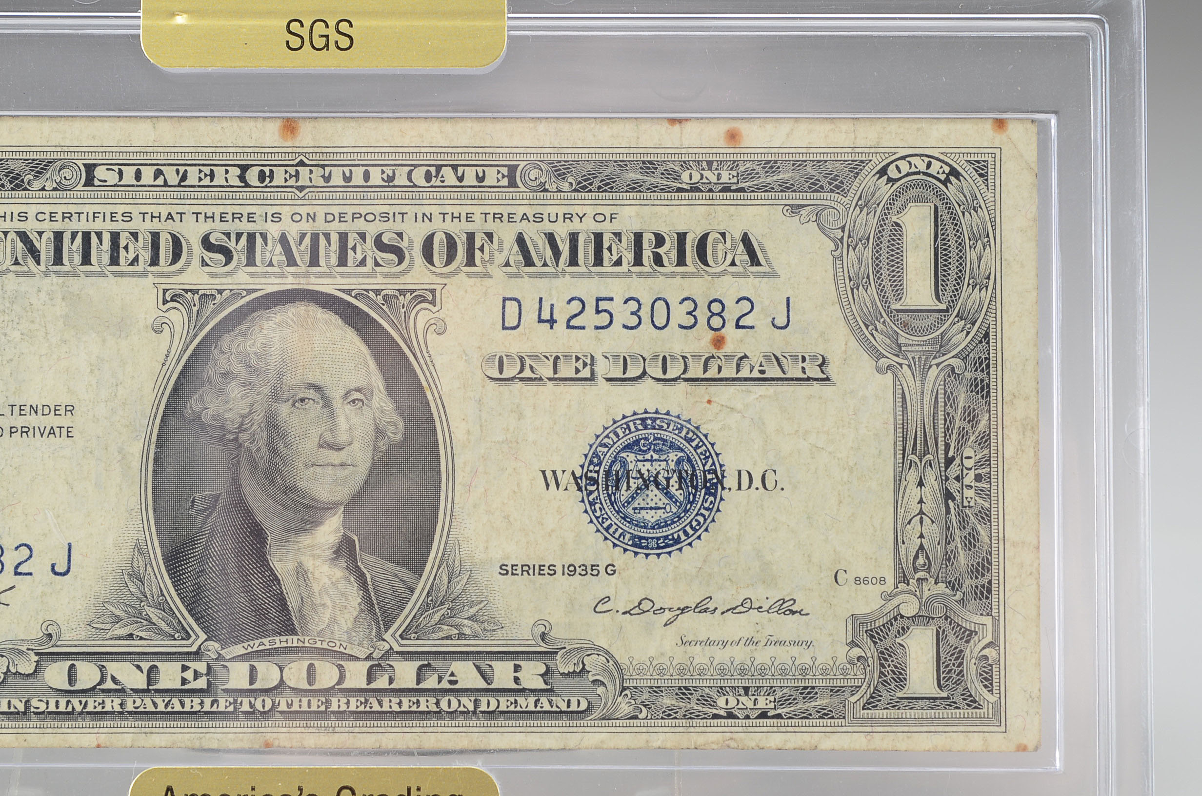 Graded FN SGS 1935 G One Dollar Silver Certificate