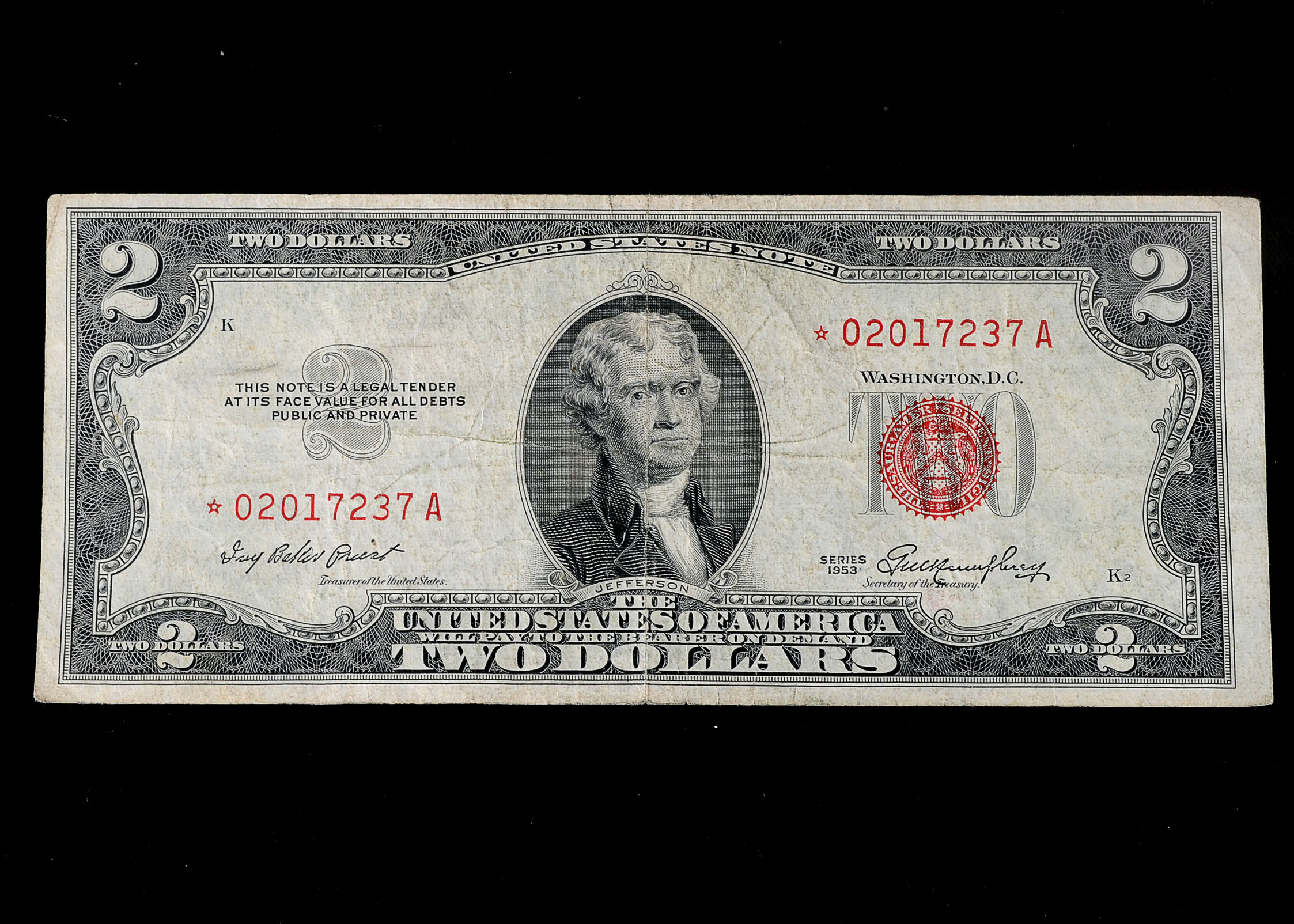 Three Various Two Dollar Bills