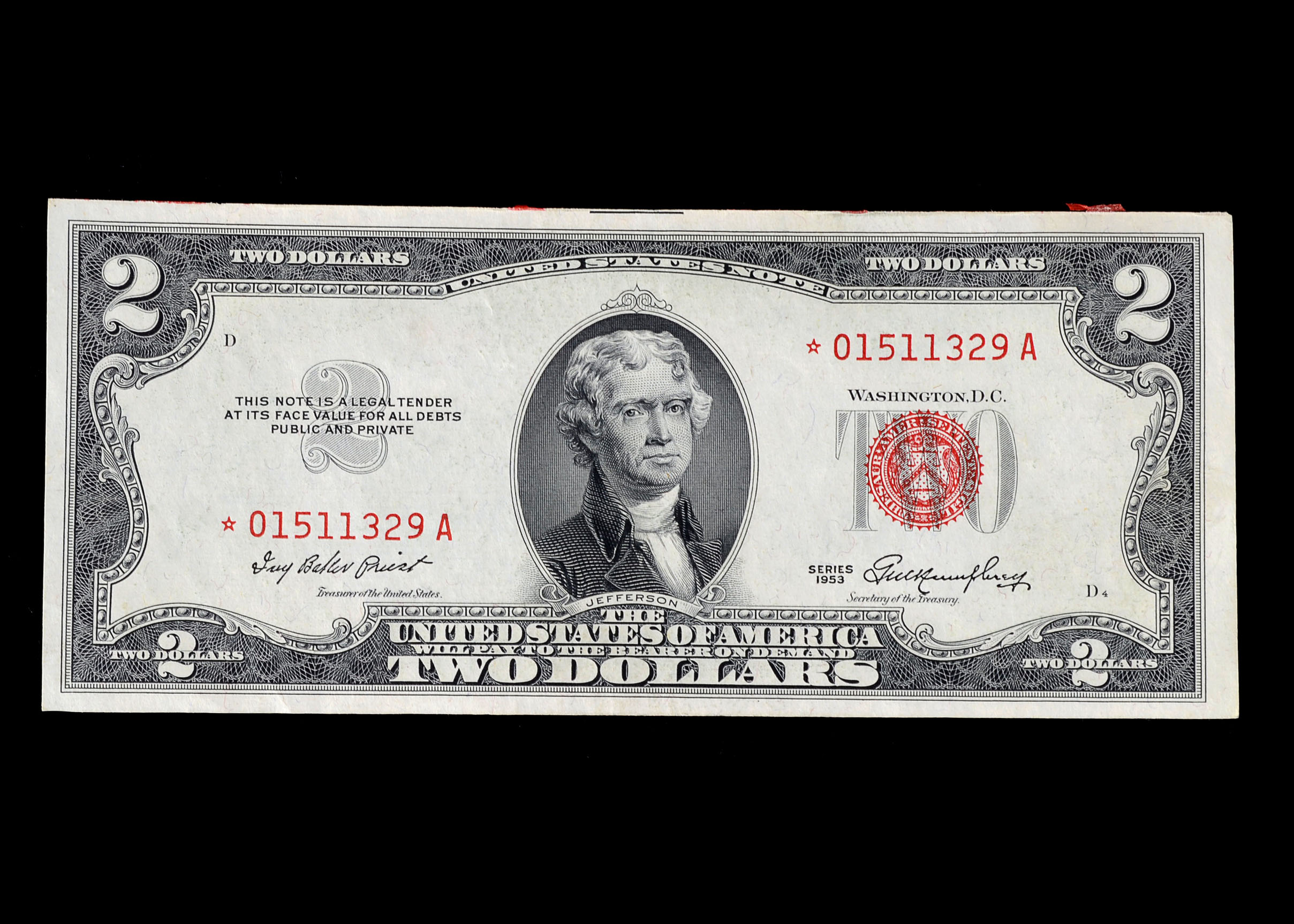 Three Various Two Dollar Bills