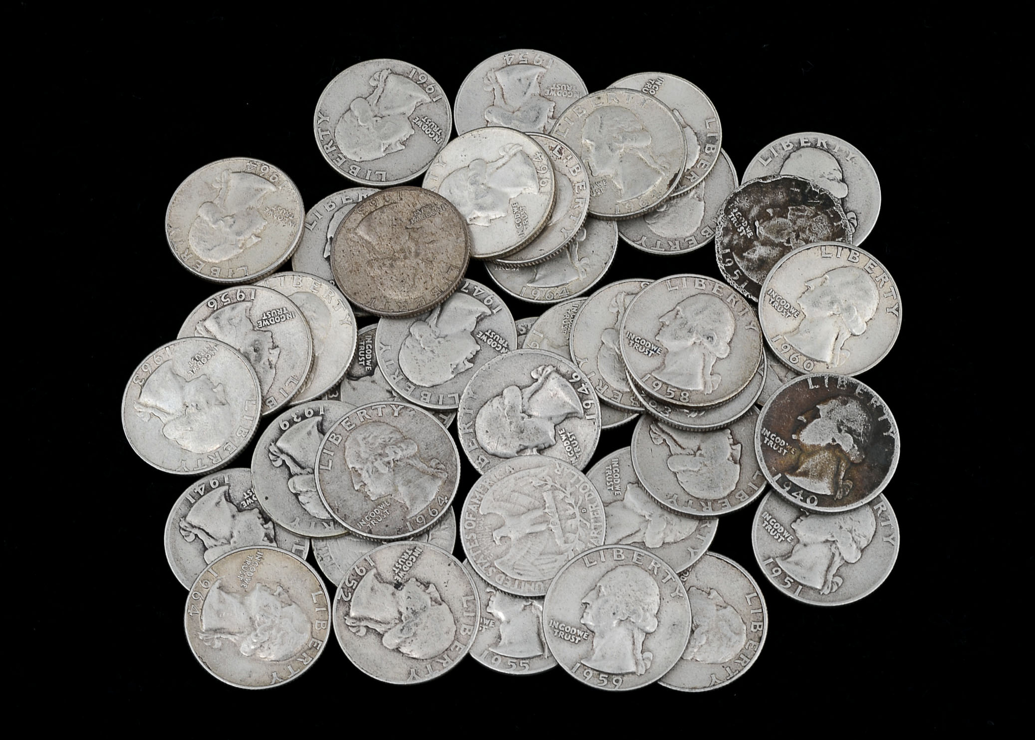 Forty Unsearched Silver Washington Quarters