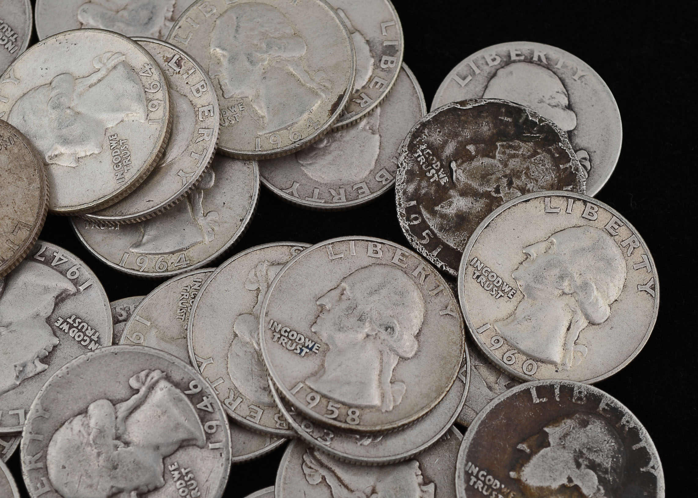 Forty Unsearched Silver Washington Quarters