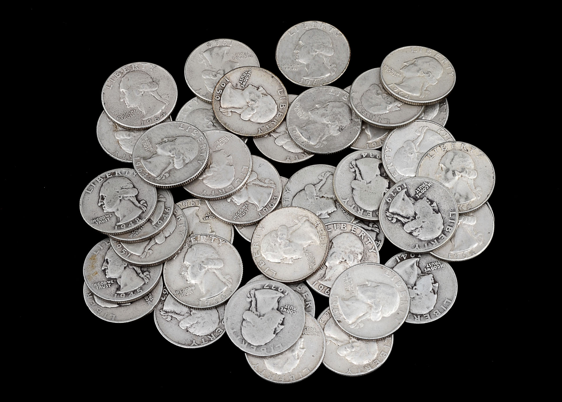 Forty Unsearched Silver Washington Quarters