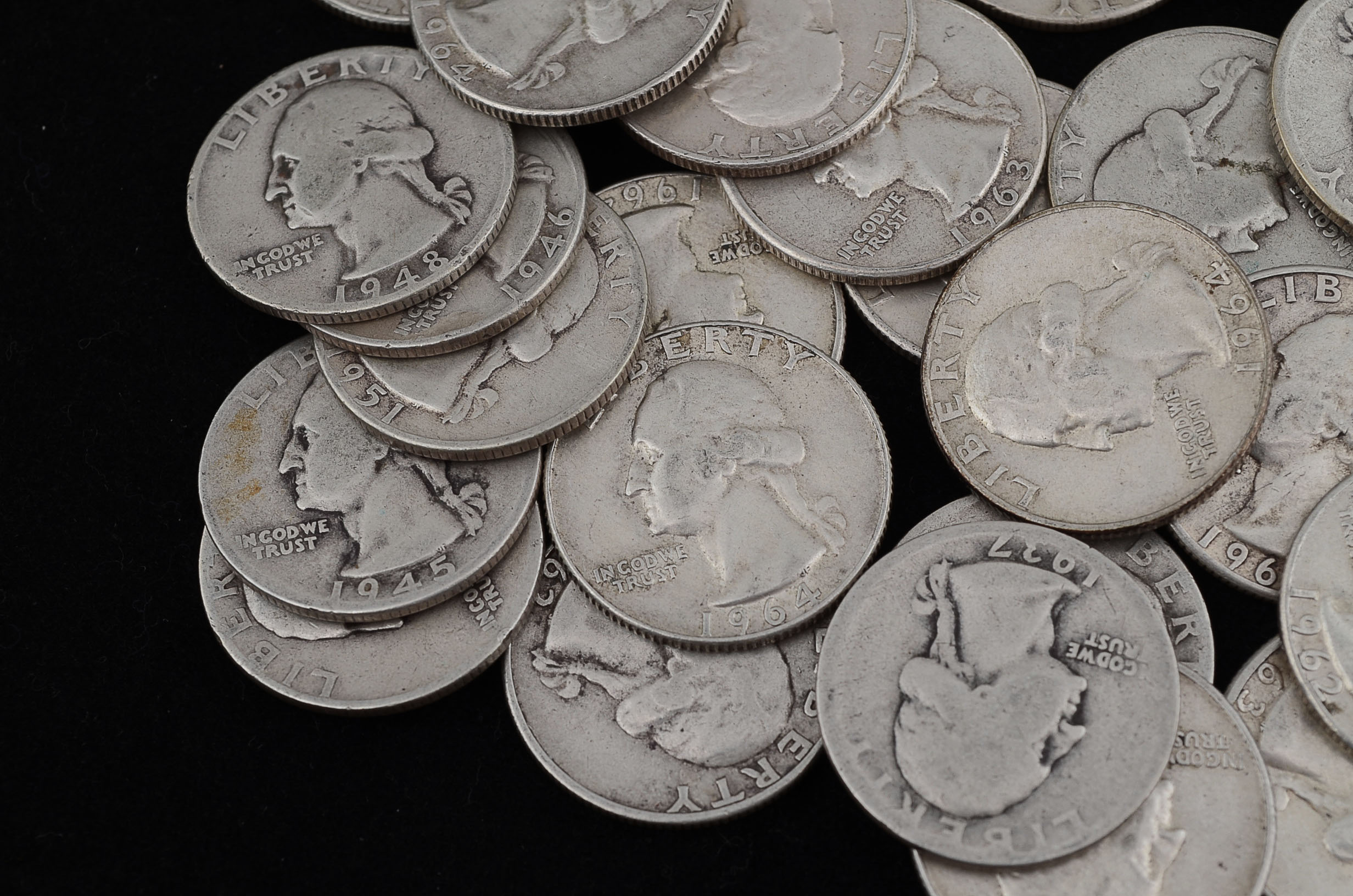 Forty Unsearched Silver Washington Quarters