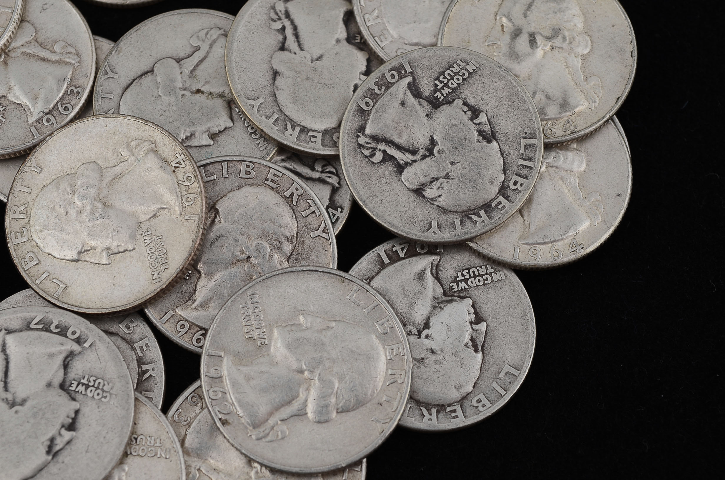Forty Unsearched Silver Washington Quarters