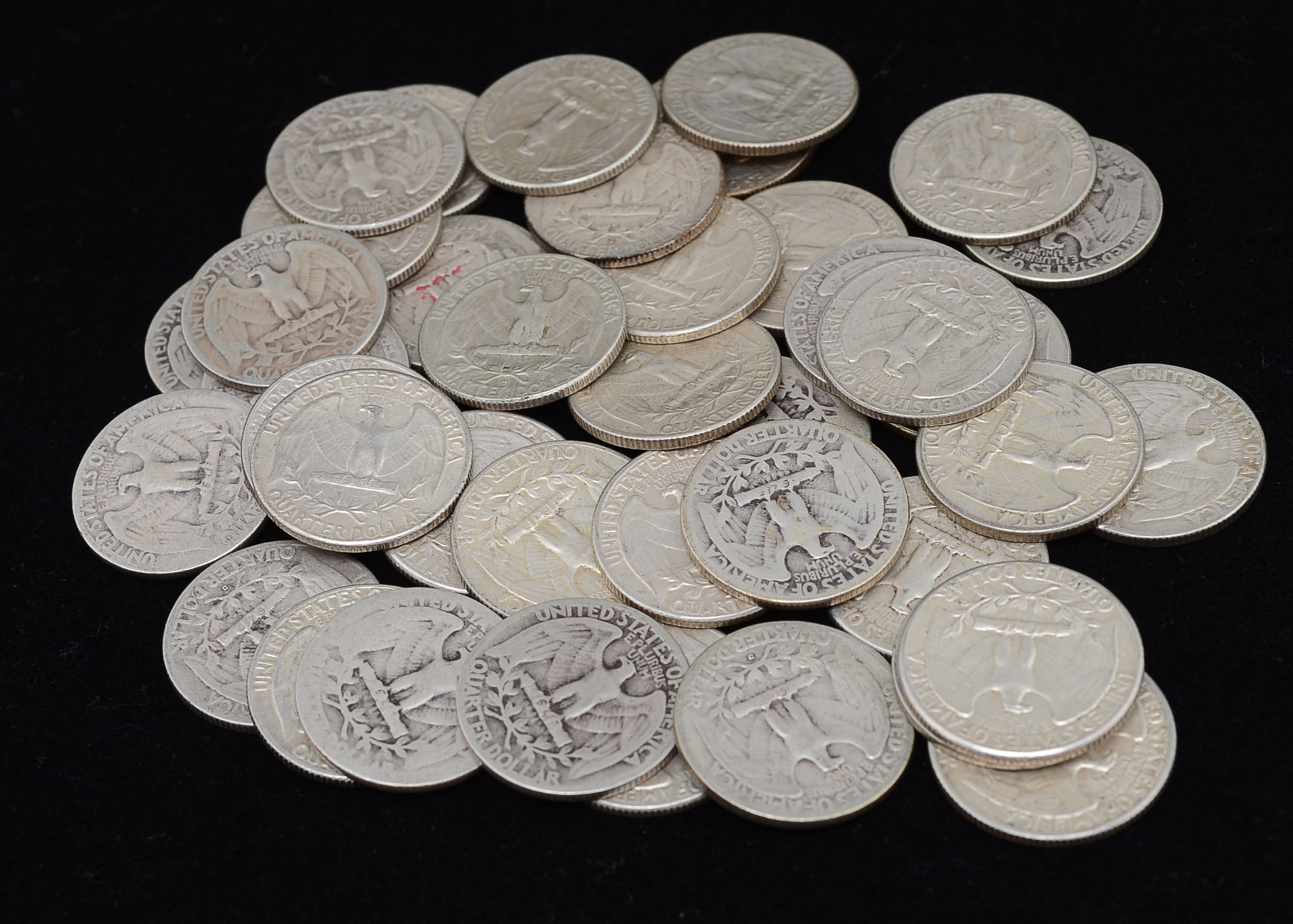 Forty Unsearched Silver Washington Quarters