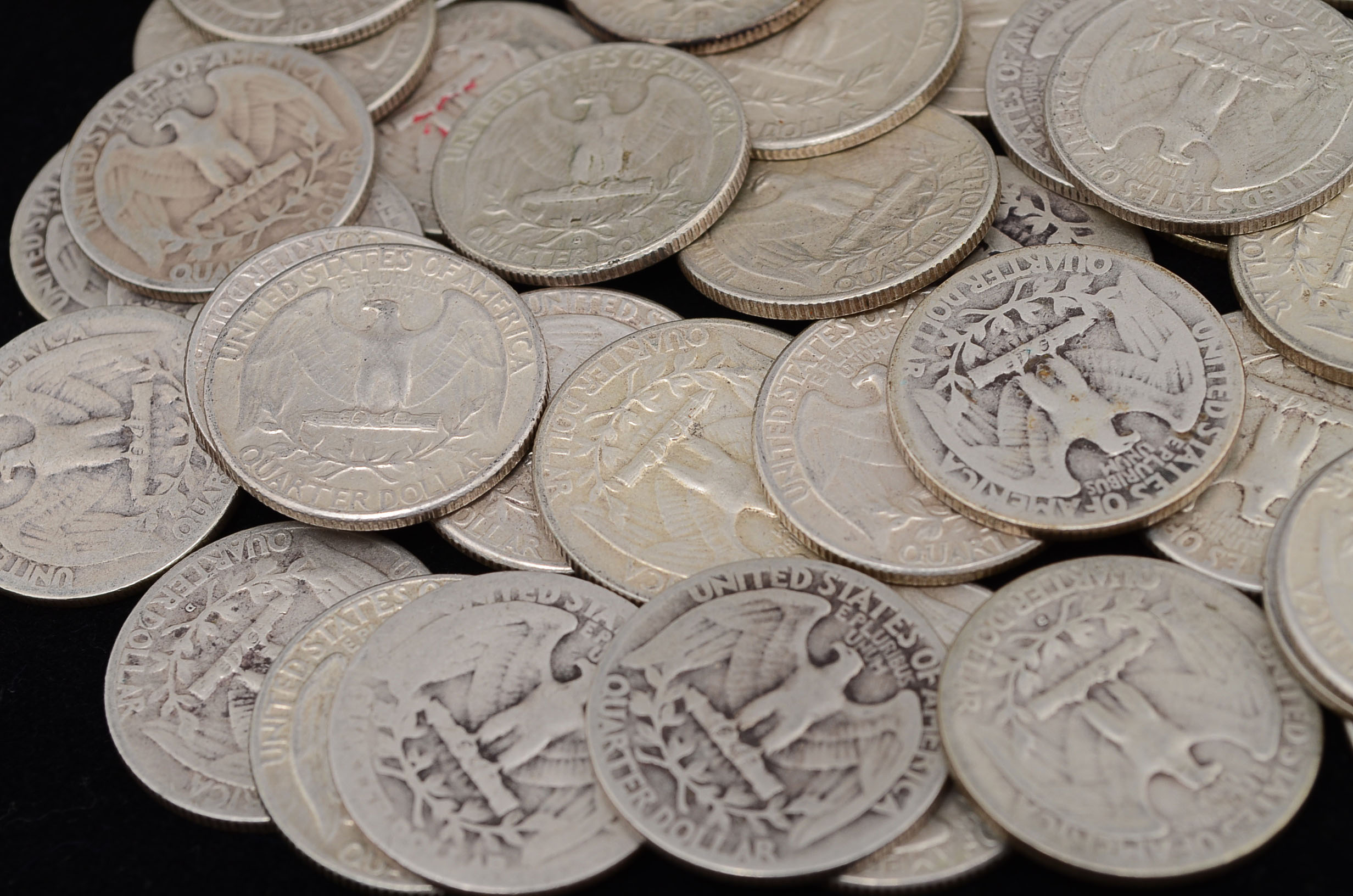 Forty Unsearched Silver Washington Quarters