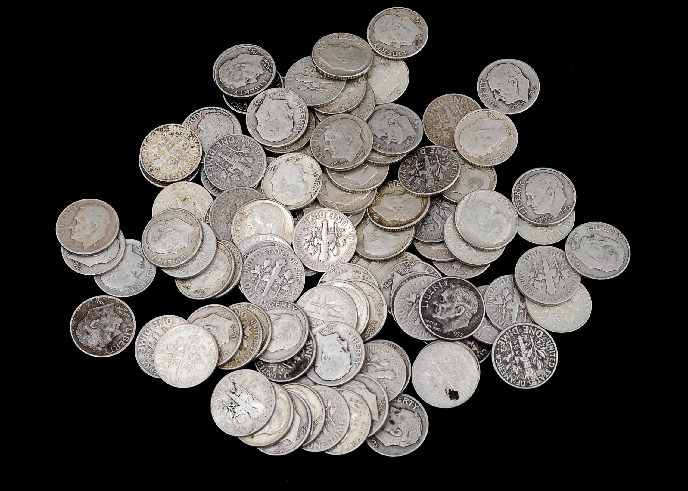 One Hundred Unsearched Silver Roosevelt Dimes
