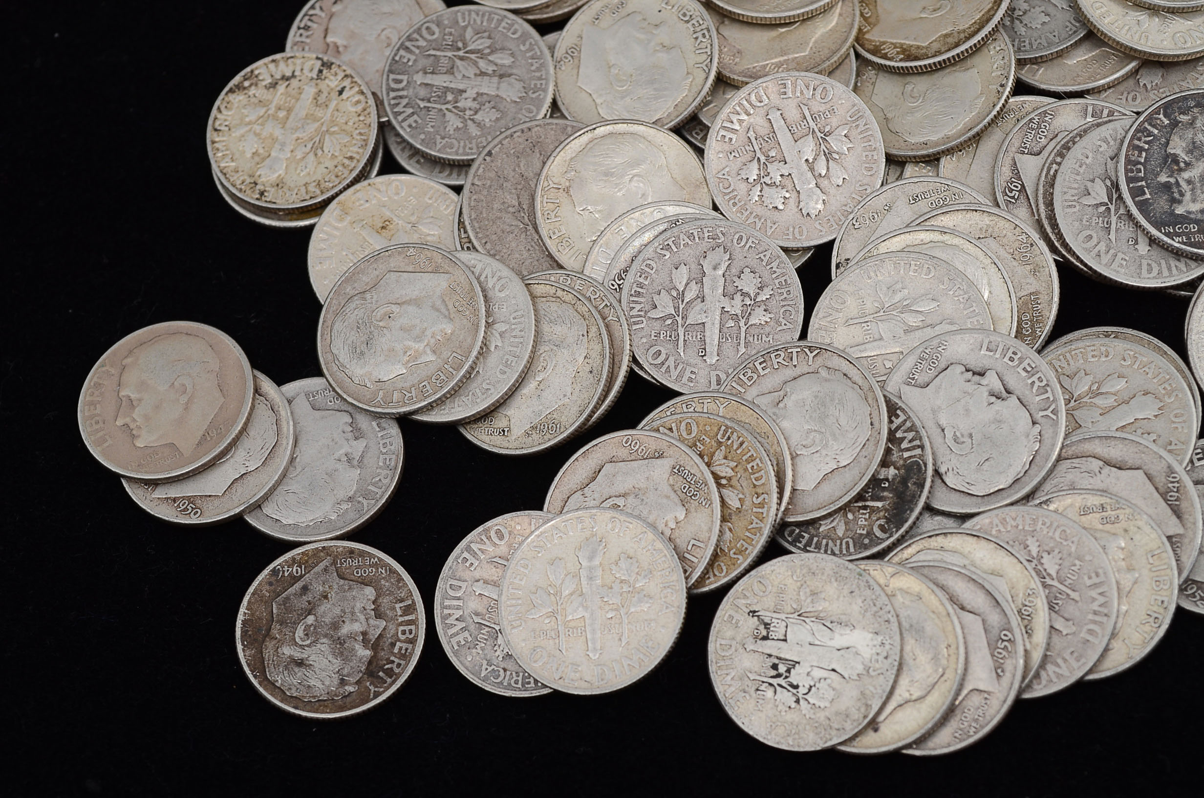 One Hundred Unsearched Silver Roosevelt Dimes