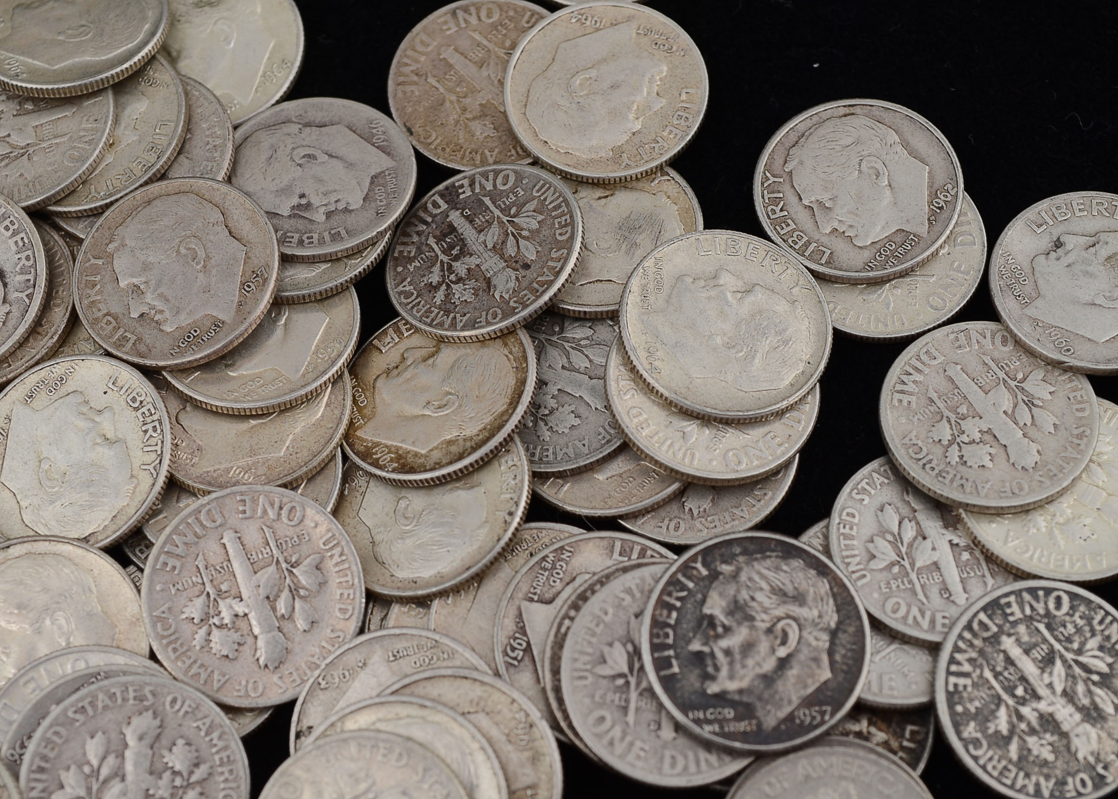 One Hundred Unsearched Silver Roosevelt Dimes